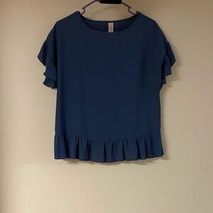Evereve Allison Joy Navy Blue Ruffle Top